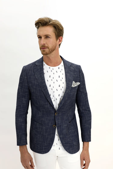 Koyu Lacivert Regular Fit Desenli Ceket