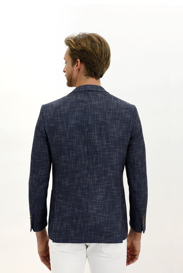Koyu Lacivert Regular Fit Desenli Ceket