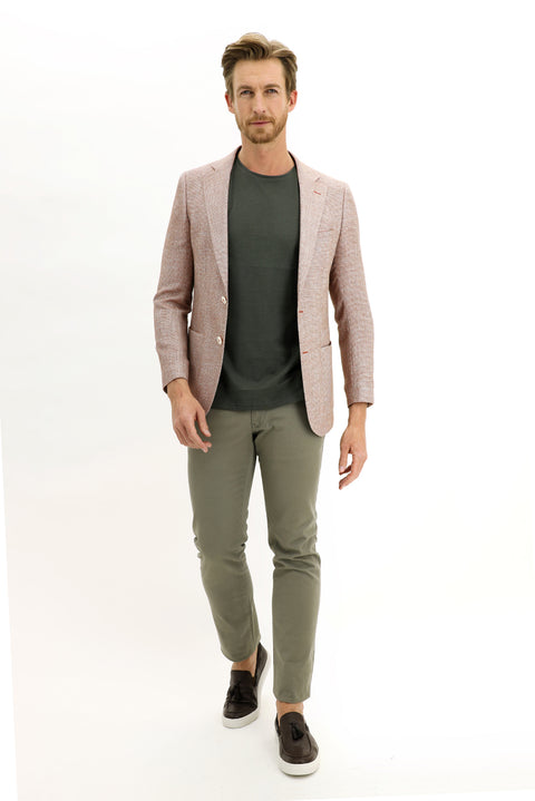 Orta Kahve 6 Drop Regular Fit Standart Kesim Desenli Ceket