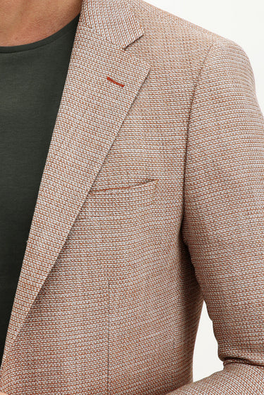 Orta Kahve Regular Fit Desenli Ceket