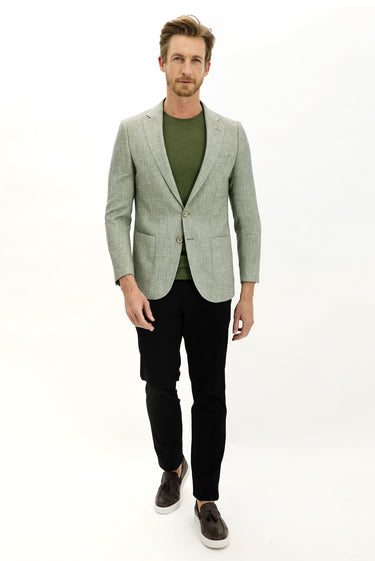 Küf Yeşili Regular Fit Desenli Ceket