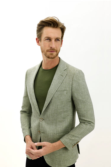 Küf Yeşili Regular Fit Desenli Ceket