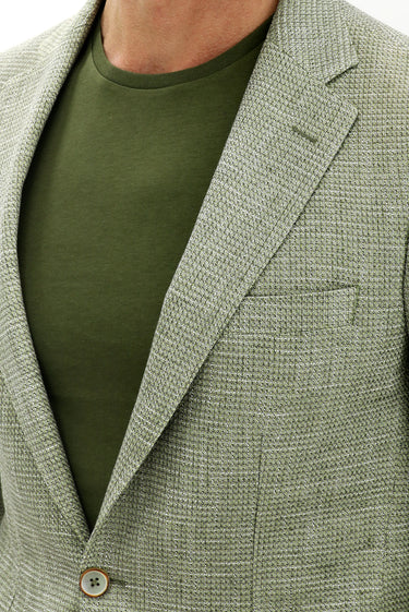 Küf Yeşili Regular Fit Desenli Ceket