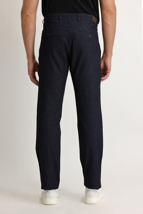 Orta Lacivert Regular Fit Standart Kesim Likralı Denim Look Pantolon