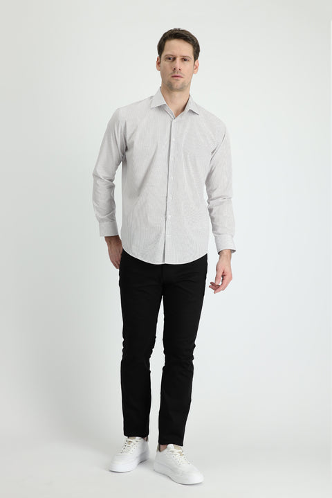 Siyah Relaxed Fit Rahat Kesim Likralı Kanvas / Chino Pantolon