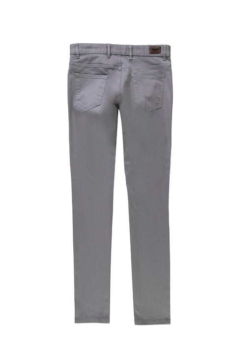 Orta Gri 7 Drop Slim Fit Dar Kesim Likralı Kanvas / Chino Pantolon
