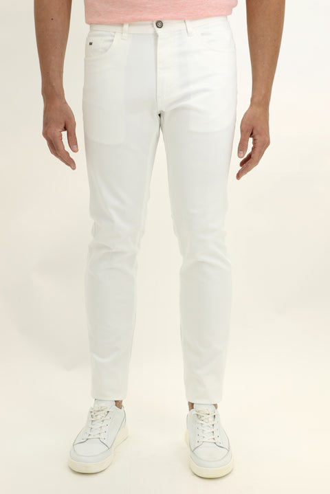 White Slim Fit Stretch Canvas / Chino Trousers