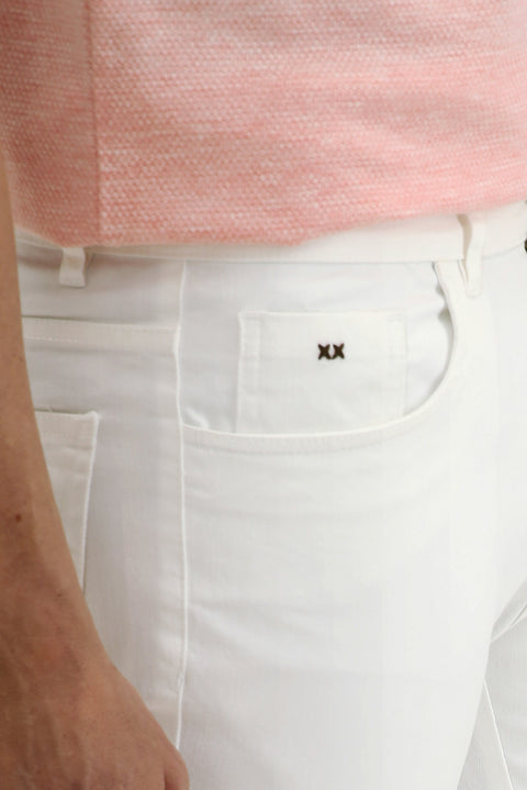 Beyaz Relaxed Fit Rahat Kesim Likralı Kanvas / Chino Pantolon