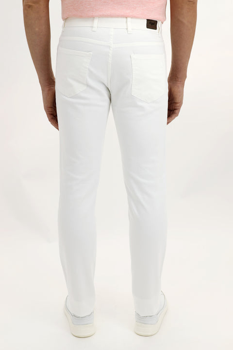 Beyaz 4 Drop Relaxed Fit Rahat Kesim Likralı Kanvas / Chino Pantolon