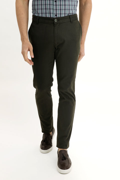 Medium Khaki Slim Fit Stretch Canvas / Chino Trousers