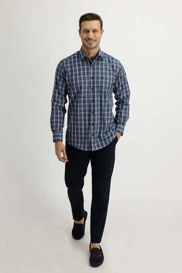 Koyu Lacivert Slim Fit Dar Kesim Likralı Kanvas / Chino Pantolon