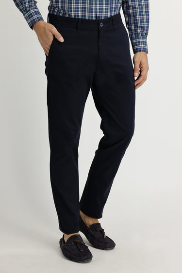 Koyu Lacivert Relaxed Fit Rahat Kesim Likralı Kanvas / Chino Pantolon