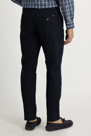 Koyu Lacivert Slim Fit Dar Kesim Likralı Kanvas / Chino Pantolon