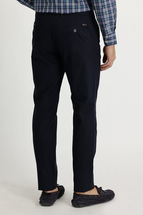 Koyu Lacivert 4 Drop Relaxed Fit Rahat Kesim Likralı Kanvas / Chino Pantolon