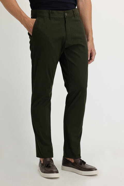 Orta Haki Regular Fit Standart Kesim Likralı Kanvas / Chino Pantolon
