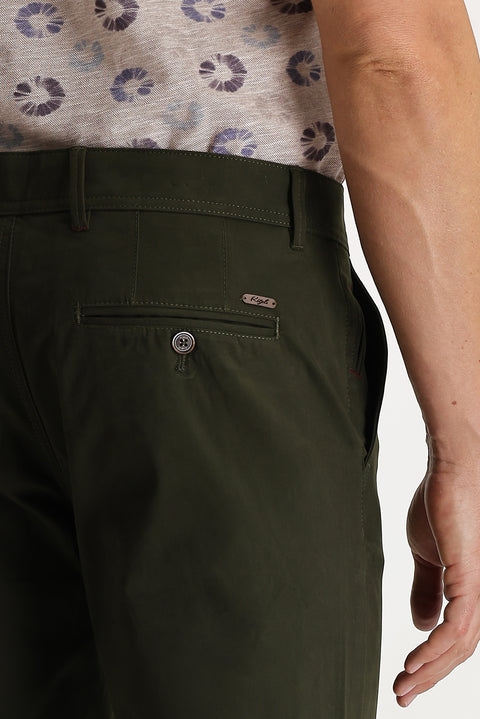 Orta Haki Regular Fit Standart Kesim Likralı Kanvas / Chino Pantolon