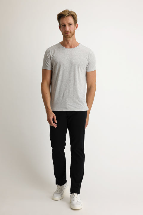 Siyah 7 Drop Slim Fit Dar Kesim Likralı Kanvas / Chino Pantolon