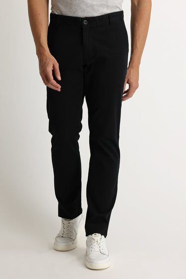 Siyah Regular Fit Likralı Kanvas / Chino Pantolon