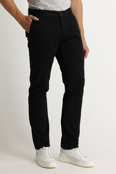 Siyah Regular Fit Likralı Kanvas / Chino Pantolon
