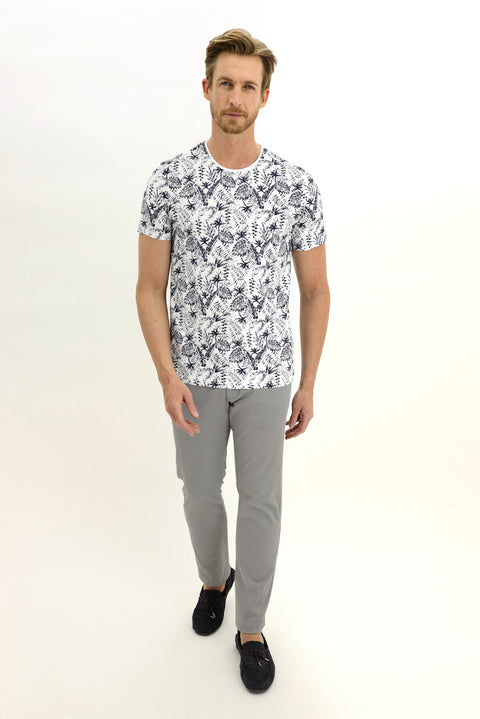 Light Grey Slim Fit Stretch Canvas / Chino Trousers