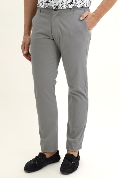Açık Gri Regular Fit Standart Kesim Likralı Kanvas / Chino Pantolon