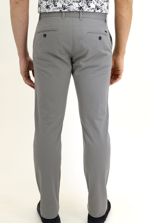 Açık Gri Regular Fit Standart Kesim Likralı Kanvas / Chino Pantolon