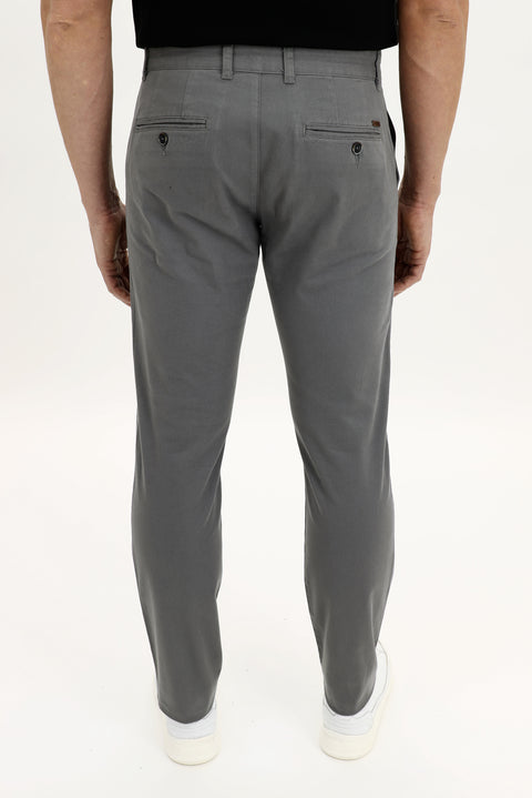 Orta Füme Regular Fit Standart Kesim Likralı Kanvas / Chino Pantolon