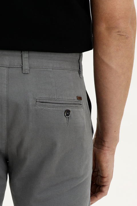 Orta Füme Slim Fit Dar Kesim Likralı Kanvas / Chino Pantolon