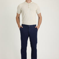 Orta Lacivert Slim Fit Dar Kesim Likralı Kanvas / Chino Pantolon