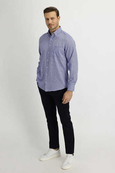Koyu Lacivert Regular Fit Likralı Kanvas / Chino Pantolon