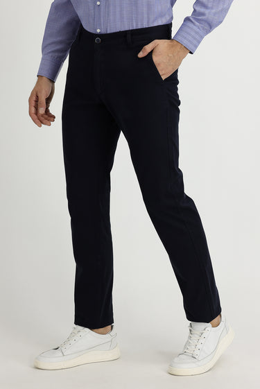 Koyu Lacivert Regular Fit Likralı Kanvas / Chino Pantolon