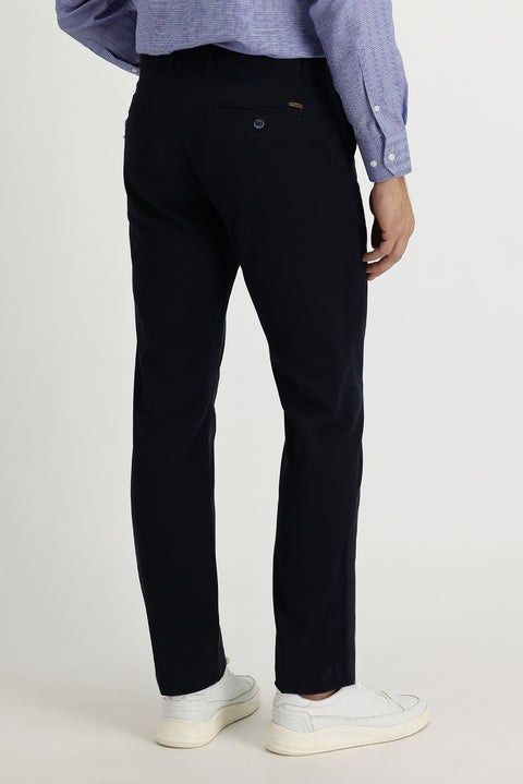 Dark Navy Relaxed Fit Stretch Canvas / Chino Trousers