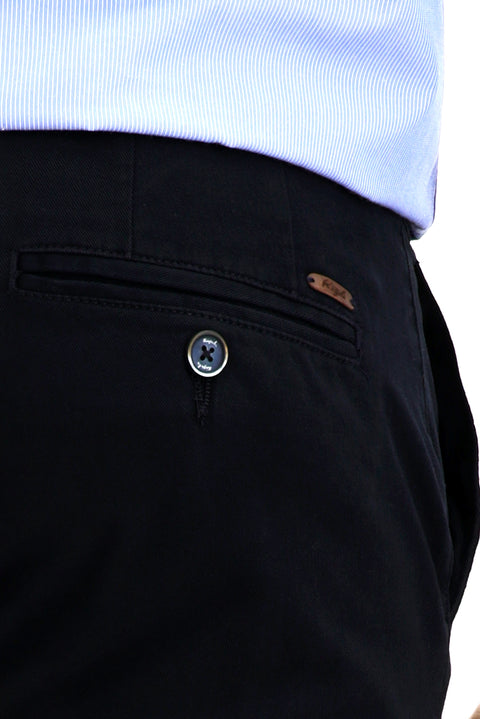 Dark Navy Regular Fit Standard Cut Lycra Canvas / Chino Trousers