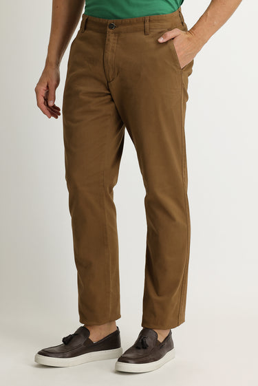 Açık Kahve  Regular Fit Likralı Kanvas / Chino Pantolon