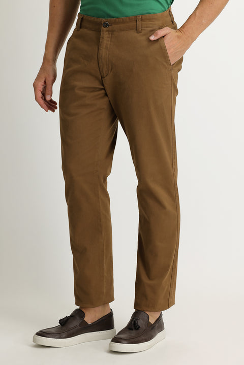 Açık Kahve  Relaxed Fit Rahat Kesim Likralı Kanvas / Chino Pantolon