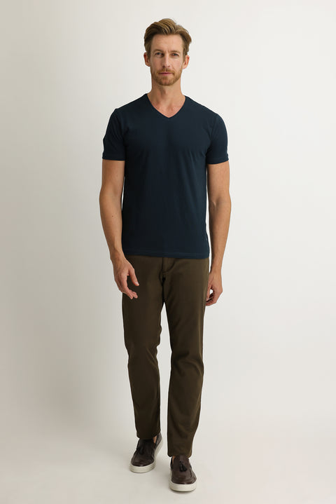 Orta Kahve 7 Drop Slim Fit Dar Kesim Likralı Kanvas / Chino Pantolon