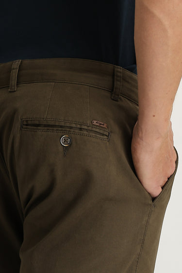 Orta Kahve Regular Fit Likralı Kanvas / Chino Pantolon