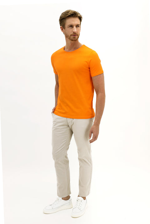 Açık Bej Slim Fit Dar Kesim Likralı Kanvas / Chino Pantolon