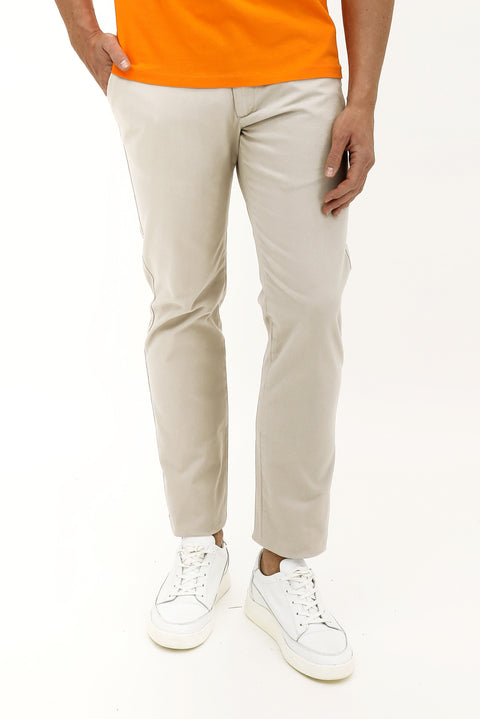 Açık Bej Slim Fit Dar Kesim Likralı Kanvas / Chino Pantolon