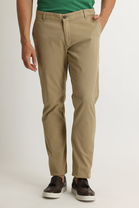 Camel Relaxed Fit Stretch Canvas / Chino Trousers