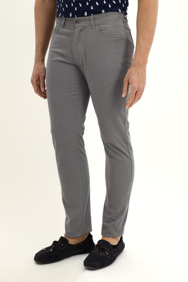 Orta Füme Slim Fit Dar Kesim Likralı Kanvas / Chino Pantolon