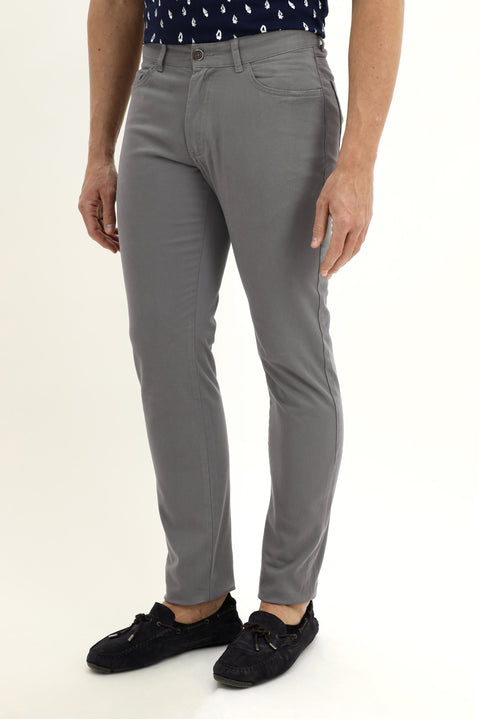 Mid Smoke Relaxed Fit Stretch Canvas / Chino Trousers
