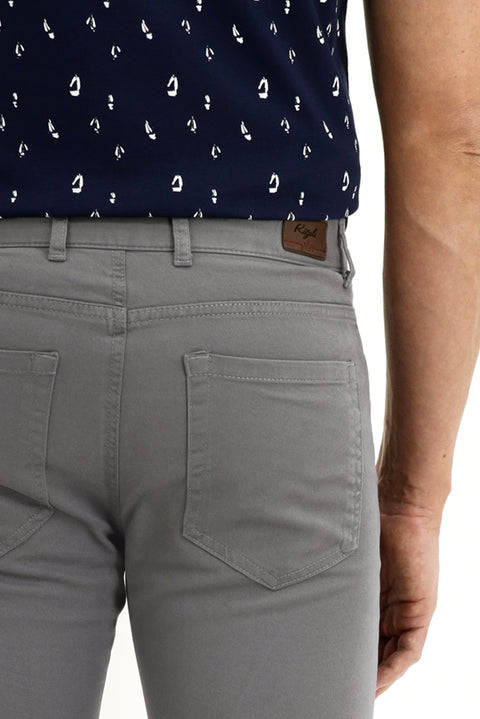 Mid Smoke Relaxed Fit Stretch Canvas / Chino Trousers