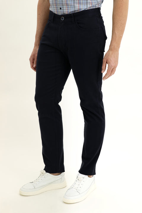 Dark Navy Blue Slim Fit Stretch Canvas / Chino Trousers