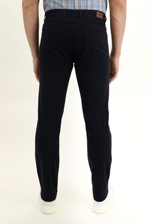 Koyu Lacivert Regular Fit Standart Kesim Likralı Kanvas / Chino Pantolon