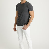 Beyaz Slim Fit Dar Kesim Likralı Kanvas / Chino Pantolon