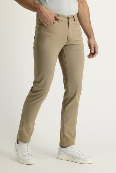 Camel Slim Fit Dar Kesim Likralı Kanvas / Chino Pantolon