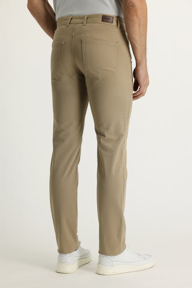 Camel Slim Fit Dar Kesim Likralı Kanvas / Chino Pantolon