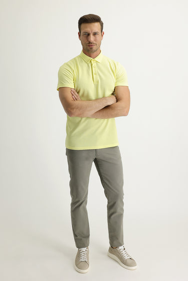 Çağla Yeşili Regular Fit Likralı Kanvas / Chino Pantolon