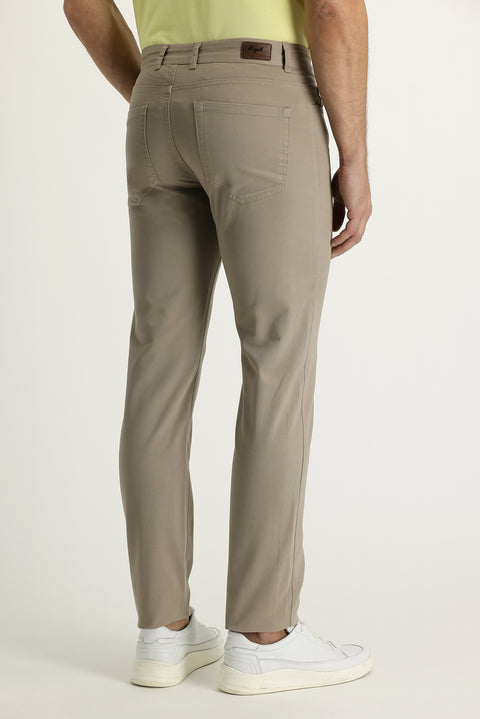 Açık Vizon 7 Drop Slim Fit Dar Kesim Likralı Kanvas / Chino Pantolon